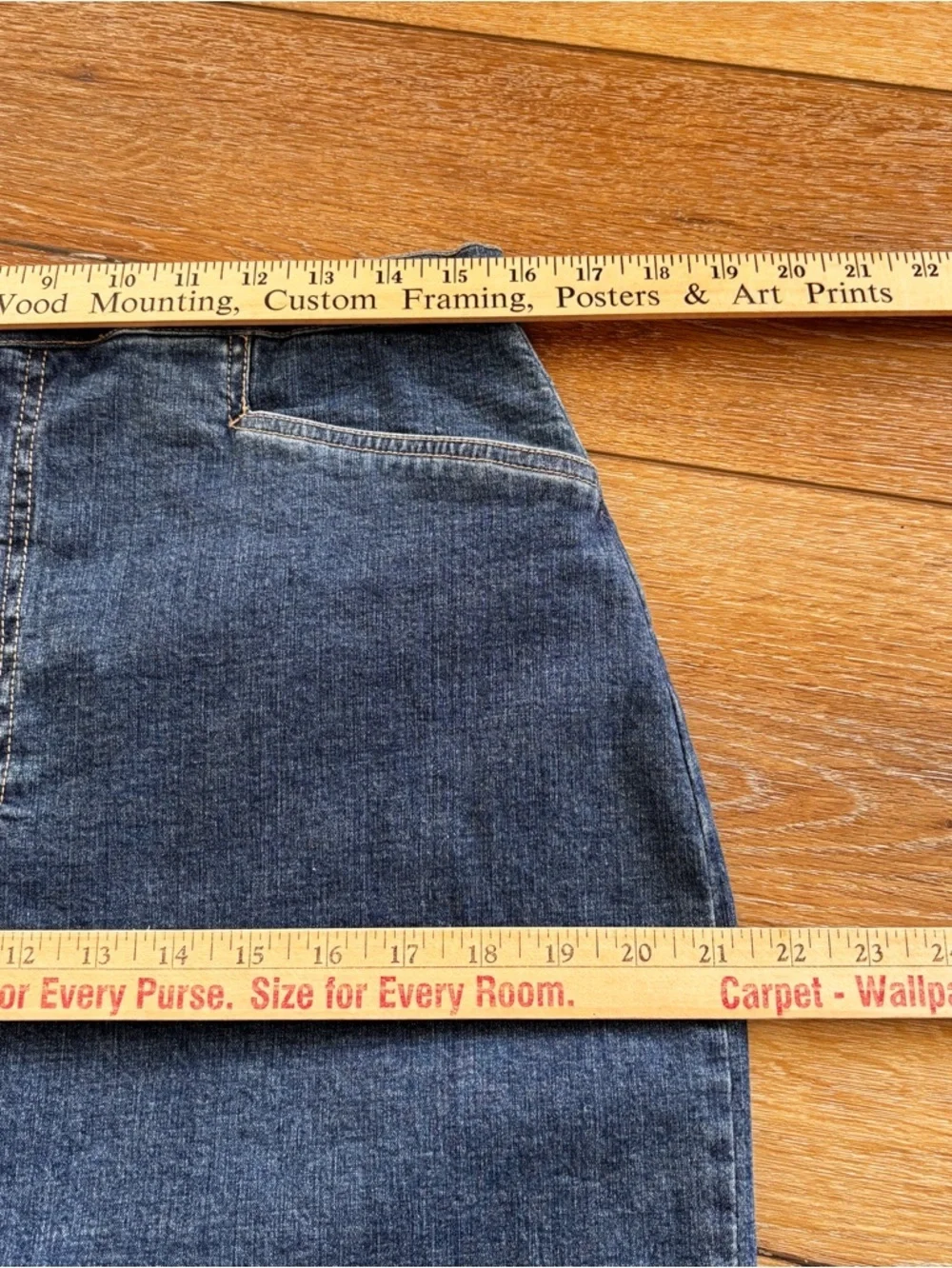 Gloria Vanderbilt Denim Jeans Skirt Stretch Blue Pockets Pencil Womens Size 16